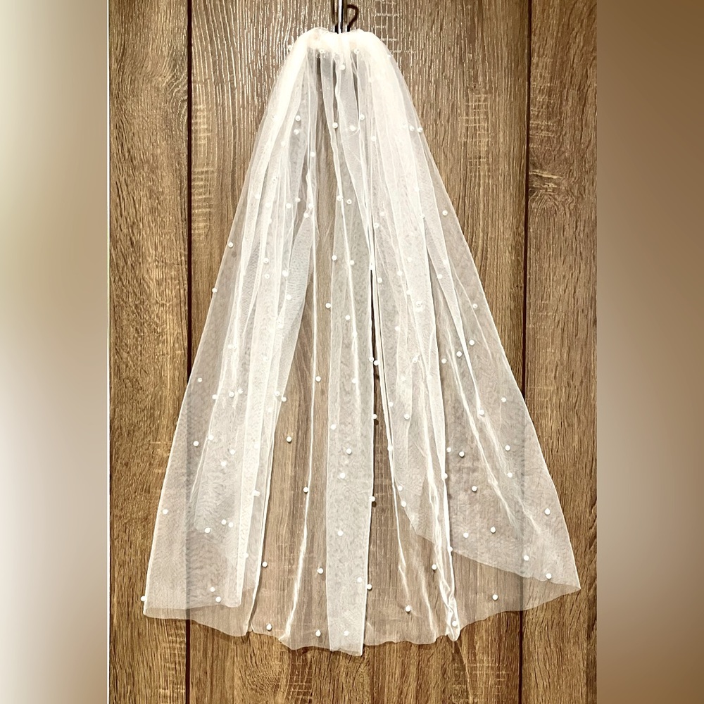 Beautiful Long Pearl Veil  Bridal Veil 75 cm Ivory Wedding New